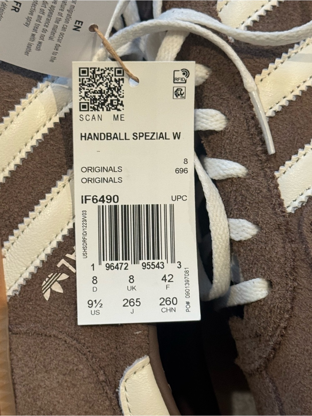 adidas Handball Spezial Brown with Cream Stripes and Gum Sole - Picture 3 of 6